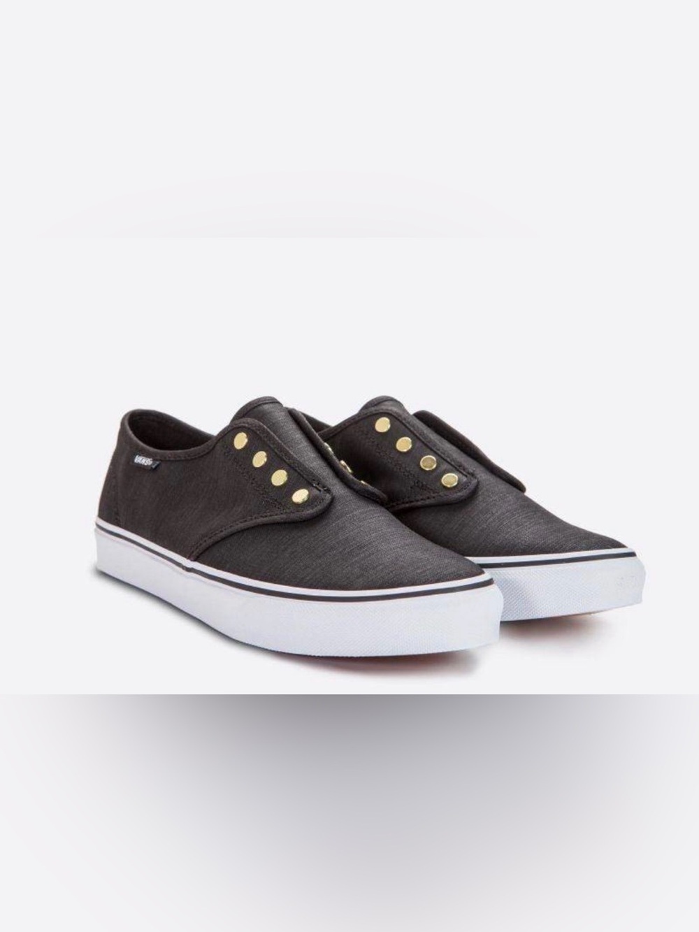 Vans Black Canvas Slip-On Sneakers with Brass Eyelets, Like New, Women’s Sz 8